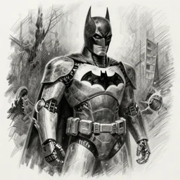 A robot batman, Nightmare, sketch, pencil