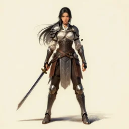 stunning drawing of an female warrior, hd,full body Artstation