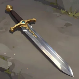 close up image of a full great sword, lay on the ground, fantasy, in focus, digital illustration, artstation, fanart, pinterest