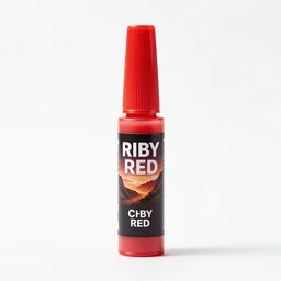 ruby red glue sticks, commercial catalog photo, isolated on a pure white background, centered, entire object in frame, sharp focus, soft studio lighting