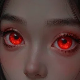 A pair of bright red eyes, hd, intricate, Highly detailed, beautiful, reflective, glowing, 8k, digital art, realism, award winning photo, moody