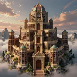 a library fortress built into a mountain in the style of magic the gathering, digital art, 4k ultra hd, artstation