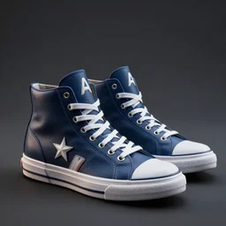 high sneakers concept of captain america, picture by tim burton, render, cinema 4 d, octane render