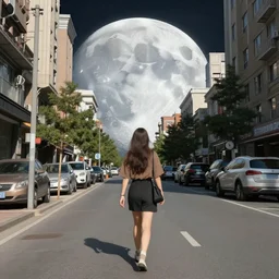 daylight photo of walking on a street in a city on the moon