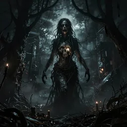 i dreamt a dream of nightmares'and horror, inspired by francis picabia, digital art, dark moody lighting, apocalyptic, epic scene, extremely moody lighting, glowing light and shadow, 4 k
