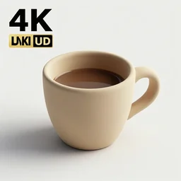 coffee cup, clay render, octane render, 4 k uhd, white background, isometric perspective view, diffuse lighting