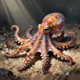 rainbow octopus. illustration