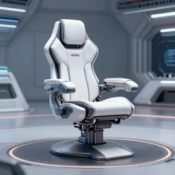 futuristic sci - fi professional lighting. digital artstation render of a slick futuristic starwars environment. tensegrity captain's chair integrated into a giant button laden cylindrical station inspired by the shape of a hooded chrome egg avocado bean armature on a dais.