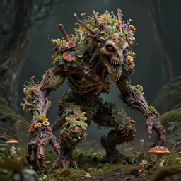 a extremely disturbing horror photograph of a fantasy creature made out of nature and flowers and fungus, intricate, hyperrealism, sharp focus, cinematography, highly detailed, octane render, horror cgi 4 k, matte, photograph by professional photographer
