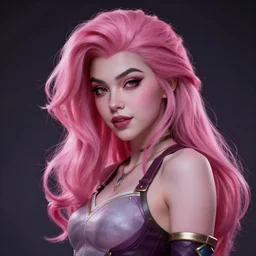 seraphine, from league of legends, pink hair, hyper detailed, digital art, trending in artstation, cinematic lighting, studio quality, smooth render, unreal engine 5 rendered, octane rendered, art style by klimt and nixeu and ian sprigger and wlop and krenz cushart
