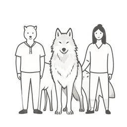 line friends style animal wolf vector illustration