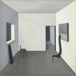 a painting of a confusing minimalistic room, an airbrush painting by breyten breytenbach, cgsociety!, neo - primitivism
