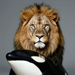 portrait of orca - lion hybrid, head and shoulders shot, by annie leibovitz, portrait of a man, studio lighting