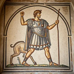 Ancient Roman Mosaic of Max Rebo Playing For Emperor Caligula