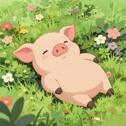 piglet resting on a beautiful garden by makoto shinkai, miniature pi