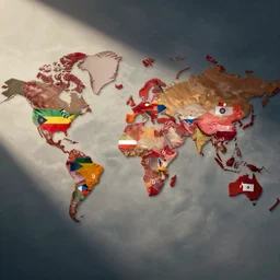 a mixup of the flags of all the countries of the world
