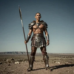 wide angle portrait of Barak Obama as a barbarian warrior Boris Vallejo