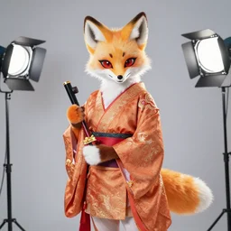 anthropomorphic edo period japanese fox geisha, fursuit, cosplay, trending on instagram, photography, sigma 8 5 mm f / 1. 4, studio lighting