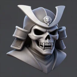 hooded skull, with samurai face mask, stylized stl, 3 d render, activision blizzard style, hearthstone style, darksiders art style