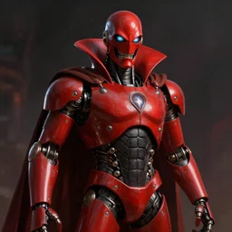 of buck rogers vampire in the form of the red robot from the black hole movie, digital painting, ultra realistic, octane render, high detail,