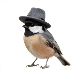 a bird with a hat, white background