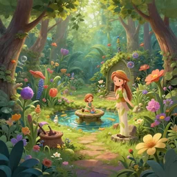 whimsical fairy garden, digital art