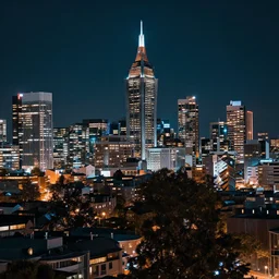 Christchurch city skyline at night, cyberpunk style
