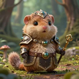 little cute fluffy forest mole, evil, inspiring, adorable, anthro, guardian, dnd, woodland realm, fantasy armored attire!! strange fantasy equipment!! octane render, unreal engine 5, hyper realistic, 8 k