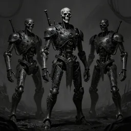 undead robots, steampunk, necromancy, high fantasy, monochromatic black, by rossdraws