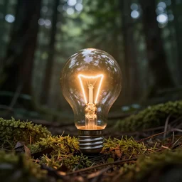 glowing bulb in a forest