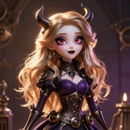 Lofi Vampire Demon Goth Steampunk portrait Pixar style by Tristan Eaton Stanley Artgerm and Tom Bagshaw
