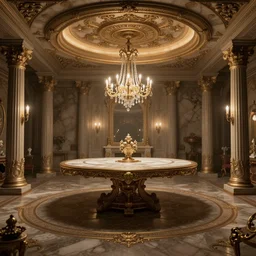 furnished underground room, single ornate large table, exquisite, volumetric lighting, 8 k octane beautifully detailed render, post - processing, extremely hyper - detailed, intricate, epic composition, cinematic lighting, masterpiece, trending on artstation, stunning art by anders zorn, by frazetta, beautiful cinematic light
