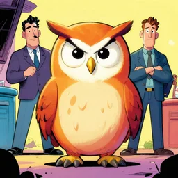 graphic novel about grumpy owl detective, colourful, by arthur adams and greg rutkowski