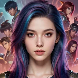 voidcore symmetrical woman with cute - fine - face, pretty face, multicolored hair, realistic shaded perfect face, extremely fine details, by realistic shaded lighting, dynamic background, poster by ilya kuvshinov katsuhiro otomo, magali villeneuve, artgerm, jeremy lipkin and michael garmash and rob rey, riot games