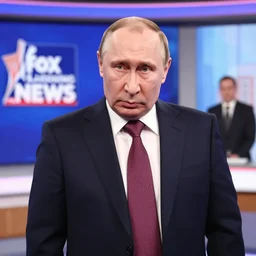 zombie vladimir putin visiting the foxnews morning show studios. he is clearly agitated