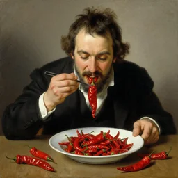 alex jones devouring chili, painting by francisco goya