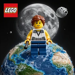 “lego Star Wars invading a hyper realistic earth with a destroyed moon in the background”