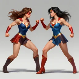 female superheroes fighting, concept art