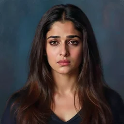 portait aishwarya rai bachchan, centred, sadness look, long hair, hd, unreal engine, art painting, final fantasy style, amazing background theme