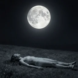 looking at the full moon, ghost leaving the body, dave mckean