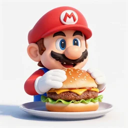 mario eating a hamburger