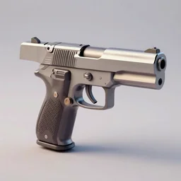 a low poly 3 d render of a pistol, blender