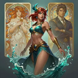 annie from league of legends, splash art, path traced, octane render, highly detailed, high quality, digital painting, hd, alena aenami and artgerm, karol bak, alphonse mucha, tom bagshaw