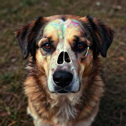 something is fundamentally wrong with my dog. like, more than normal. idk pictures of him always feel like a twilight zone episode. it's psychedelic. he makes the camera hallucinate fractals. like, i feel like my dog makes the camera lose its concept of existence. like, his skull... hallucinate!!!!??!!