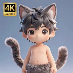 3D render of a cute anime boy with cat ears and tail, fantasy artwork, fluffy, mid-shot, award winning, exposed tummy, hyper detailed, very very very beautiful, studio lighting, artstation, unreal engine, unreal 5, 4k, octane renderer