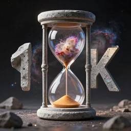 a nebula explosion inside of a hourglass made of stone, 8k, photorealistic, advertisement photography,