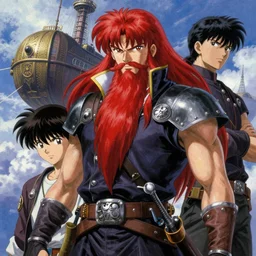 prompt : ragnarok online portrait soft light painted by james jean and katsuhiro otomo and erik jones, inspired by akira anime, epic fantasy, a long red haired, red bearded male sky - pirate in front of an airship, intricate oil painting, high detail illustration, sharp high detail, manga and anime 1 9 9 9