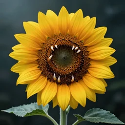evil sunflower, human mouth, teeth, fangs, carnivorous, monster, scary