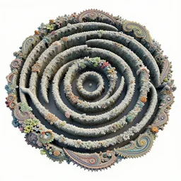 3d fractal swirling maze paisley multicolor lichen