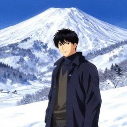 the emerald herald in a snowy mountain, hidari, color page, tankoban, 4K, tone mapping, Akihiko Yoshida.